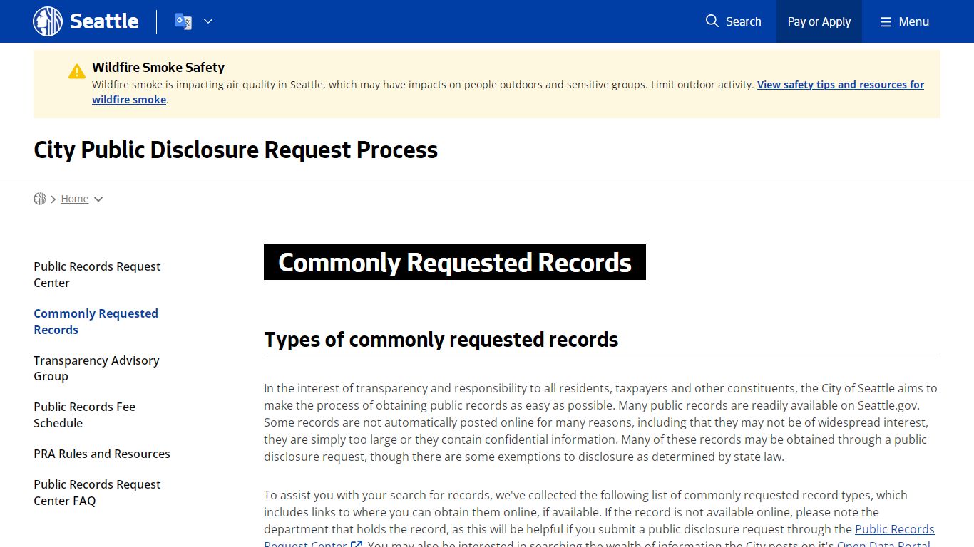 Commonly Requested Records - Public Records | seattle.gov